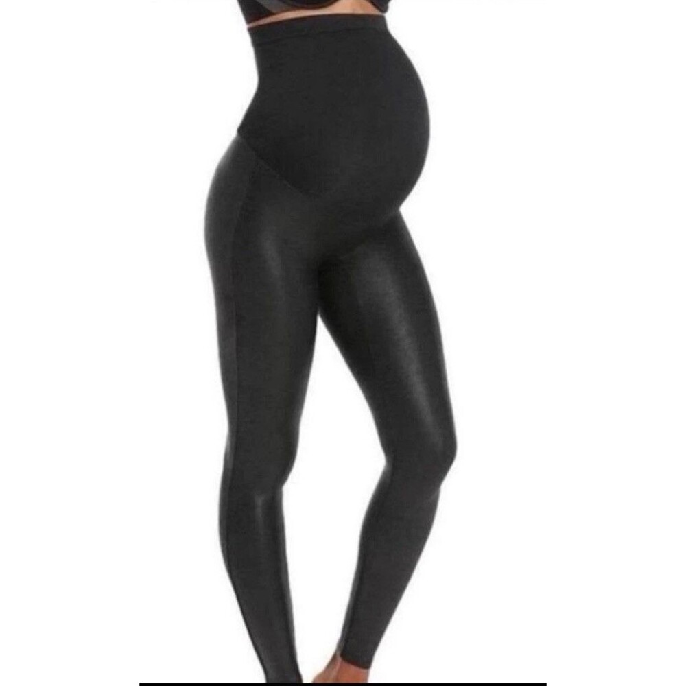 SPANX Faux Leather Maternity Leggings Size M